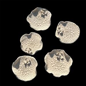 Handmade Bisque Clay Pottery Lot #5 Textured Pebble Plates Trinket Holder Floral